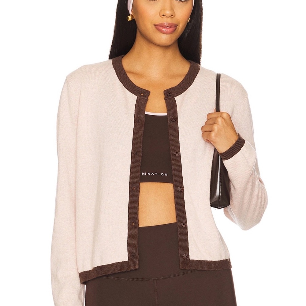 P.E Nation Cream and Brown Cardigan